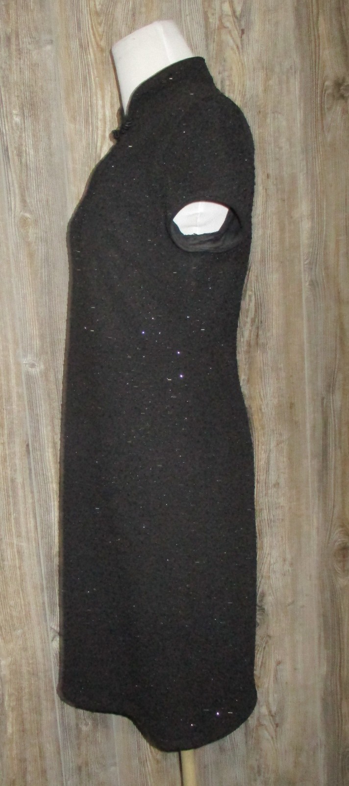 David Warren New York Mandarin Black Formal Dress Sz 8P 1990s Sparkly Holiday