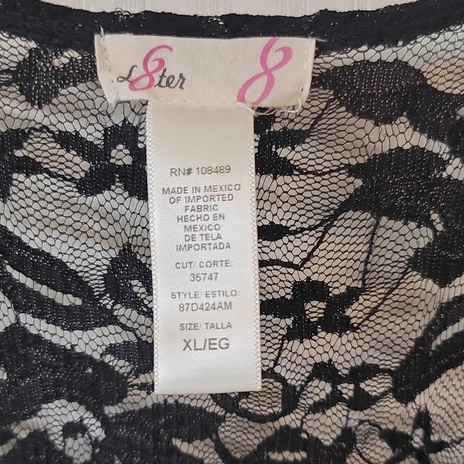 L8ter Black White Geometric Lace Maxi Dress Sleeveless Scoop Neck Size XL