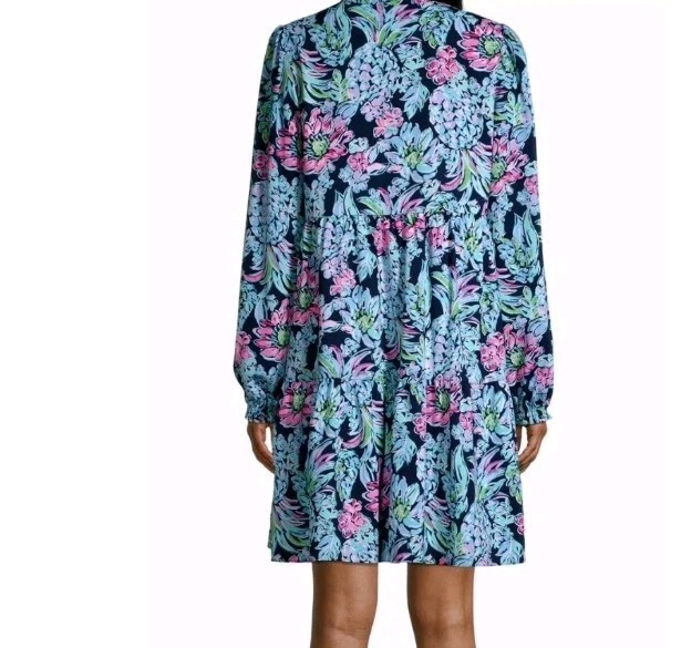 Lilly Pulitzer Winona Stretch Dress Navy Pineapple Paradise Size S