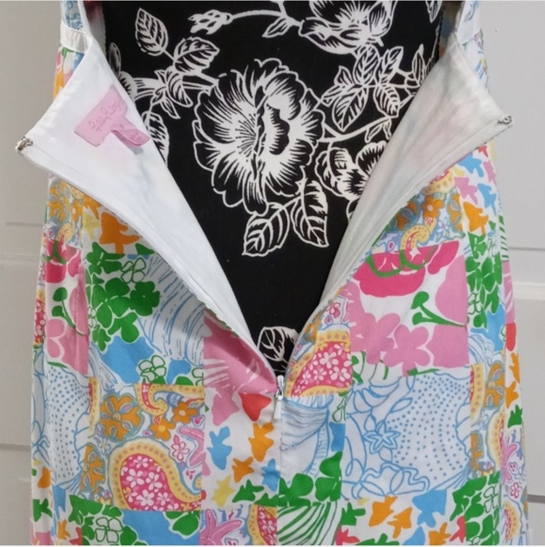 💐SIZE 8 HTF/VTG Lilly Pulitzer💐 – Multi Patchwork Halter Tie Dress