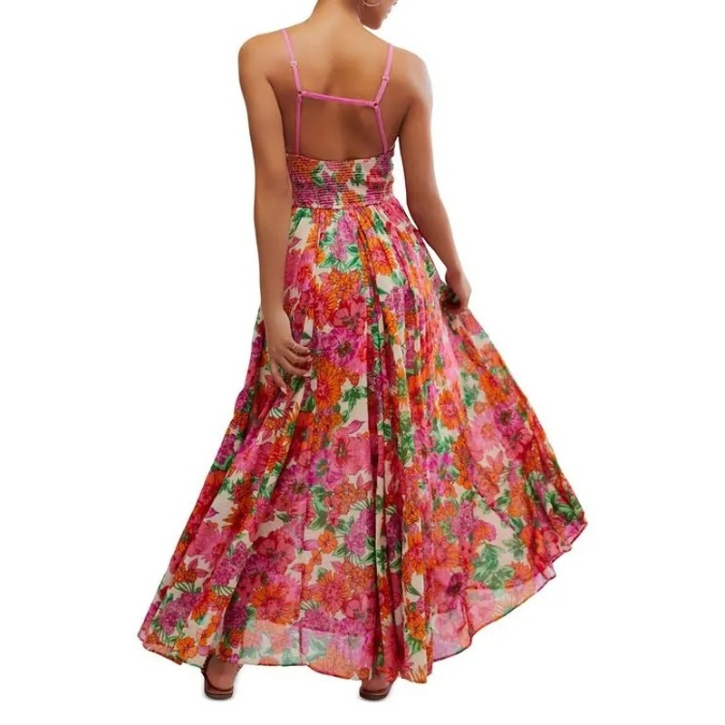 Free People Maxi Dress Size Small Pink Floral Dream Weaver Formal