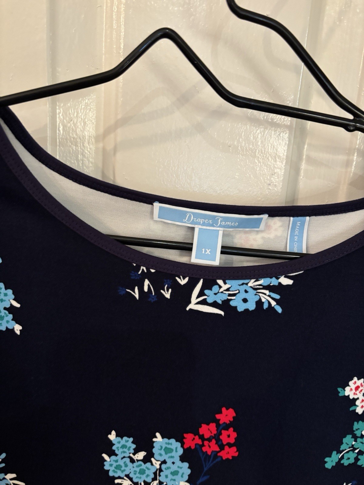 Draper James Women’s Cap Sleeve Dark Blue Navy Floral Slip-On Dress Size 1X