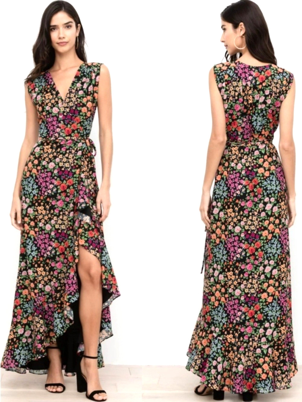 New Yumi Kim Kingston Garden Print Floral Venezia Wrap Maxi Dress Size S