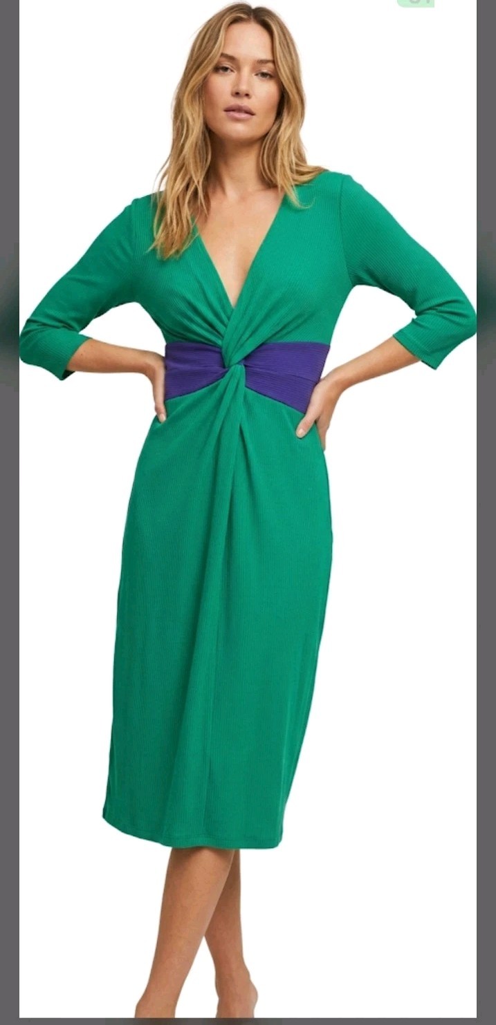 NWT Moulinette Soeurs Esme Knotted Dress Womens 4P 90s Modern #drs3.4