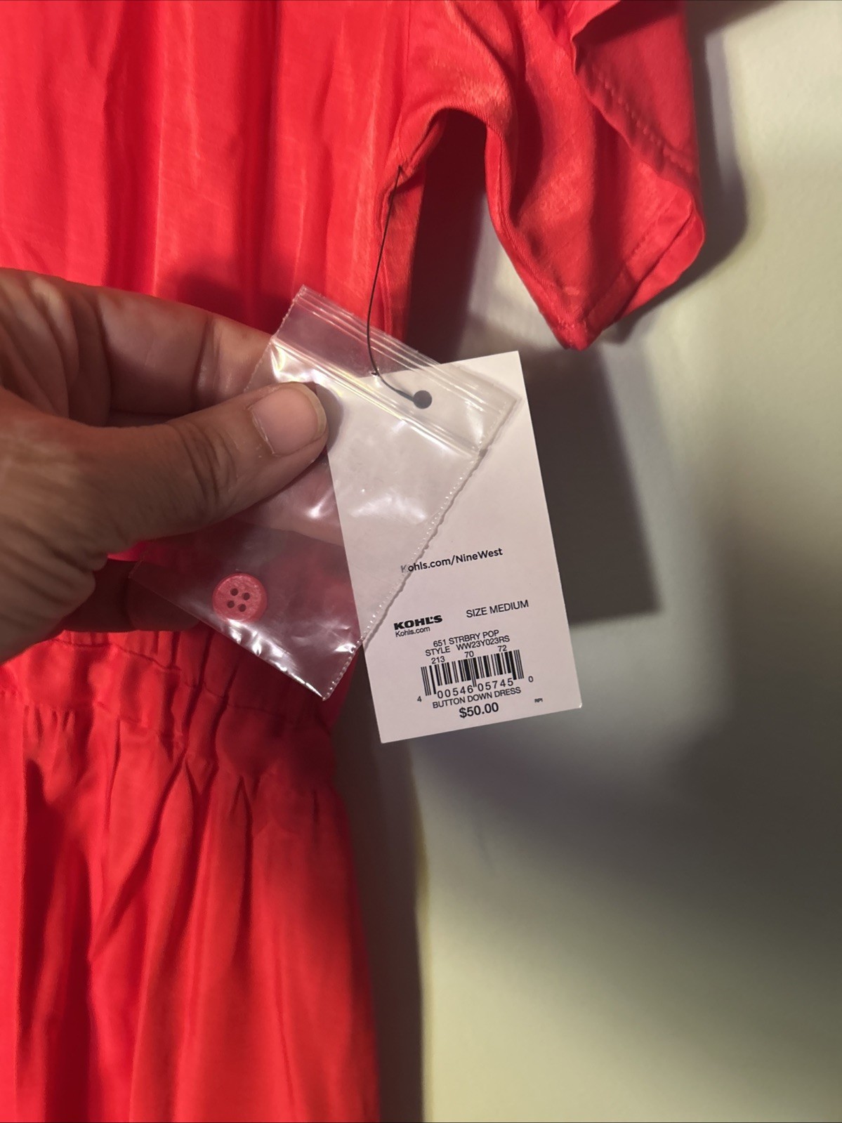 Nine West Strawberry Pop Button Up Dress Size M NEW with Tags