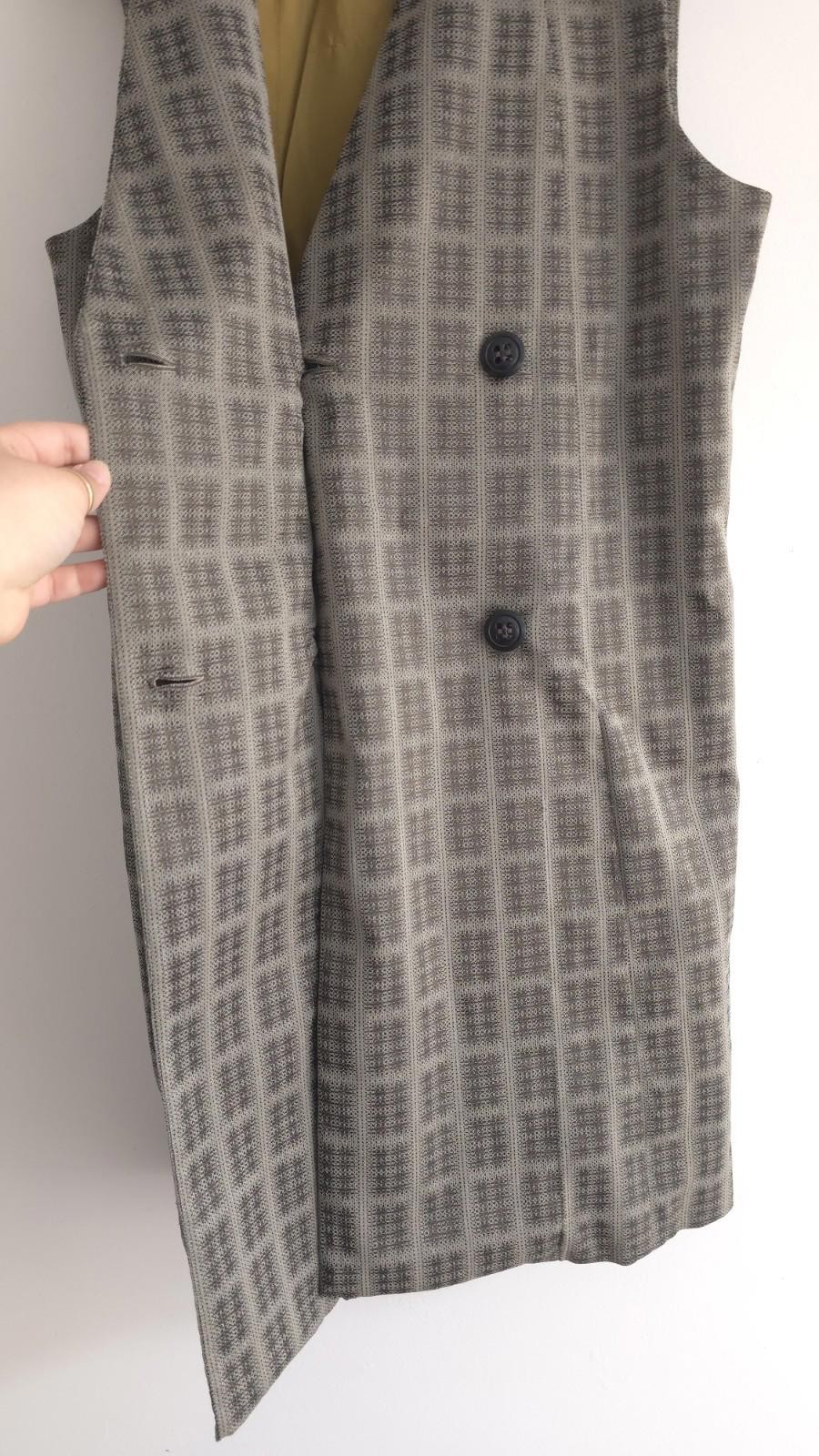 Casch by Gro Abrahamsson Grey Brown Check Sleeveless Dress Buttons Scandi -Sz 40