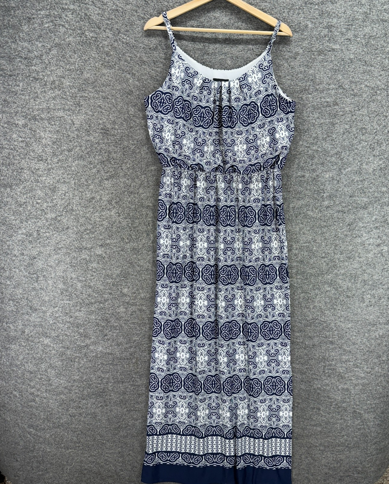 Alyx Dress Women XL Blue Striped Maxi Long Lined Sleeveless Round Neck Casual