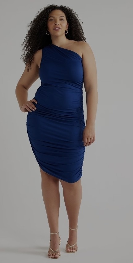 Sofia Navy Blue One Shoulder Plus Size Dress Size XXL