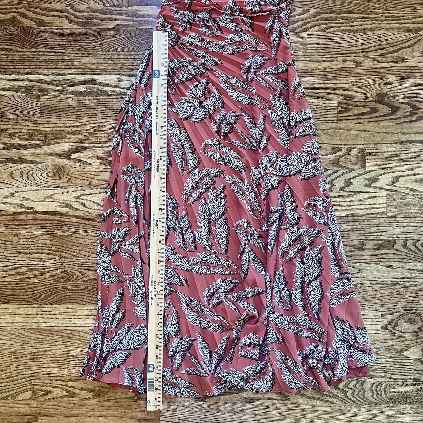 NWT Rosevelvet One-shoulder Ruched Abstract Leaf Print Side Zip Maxi Dress Sz S