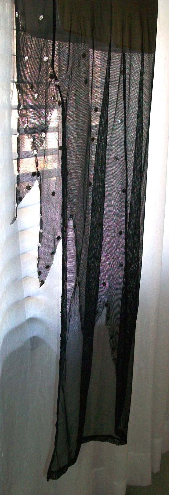 ROMA HOLLYWOOD S/M SHEER STRETCH BLACK NET RHINESTONE PARTY HALTER DRESS