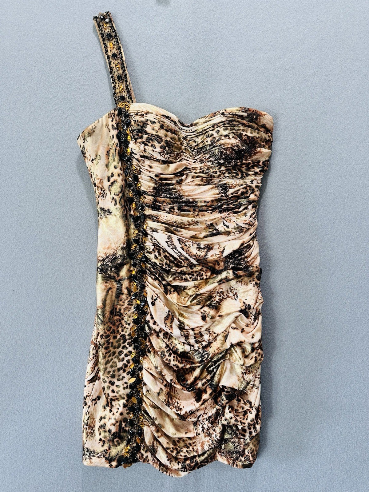 Dave and Johnny Homecoming Evening Dress Short Animal Print One Shoulder Size 2