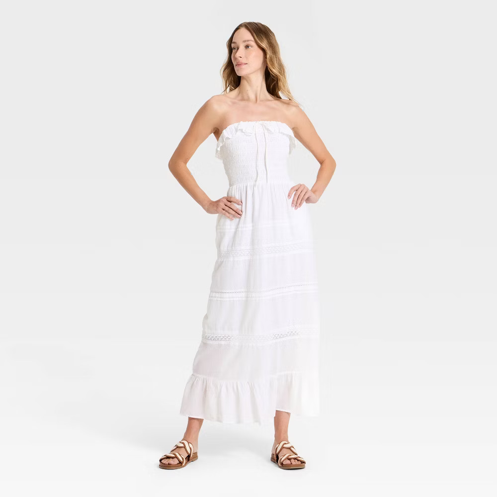 Women Cotton Maxi Pullover Sundress – Universal Thread White S