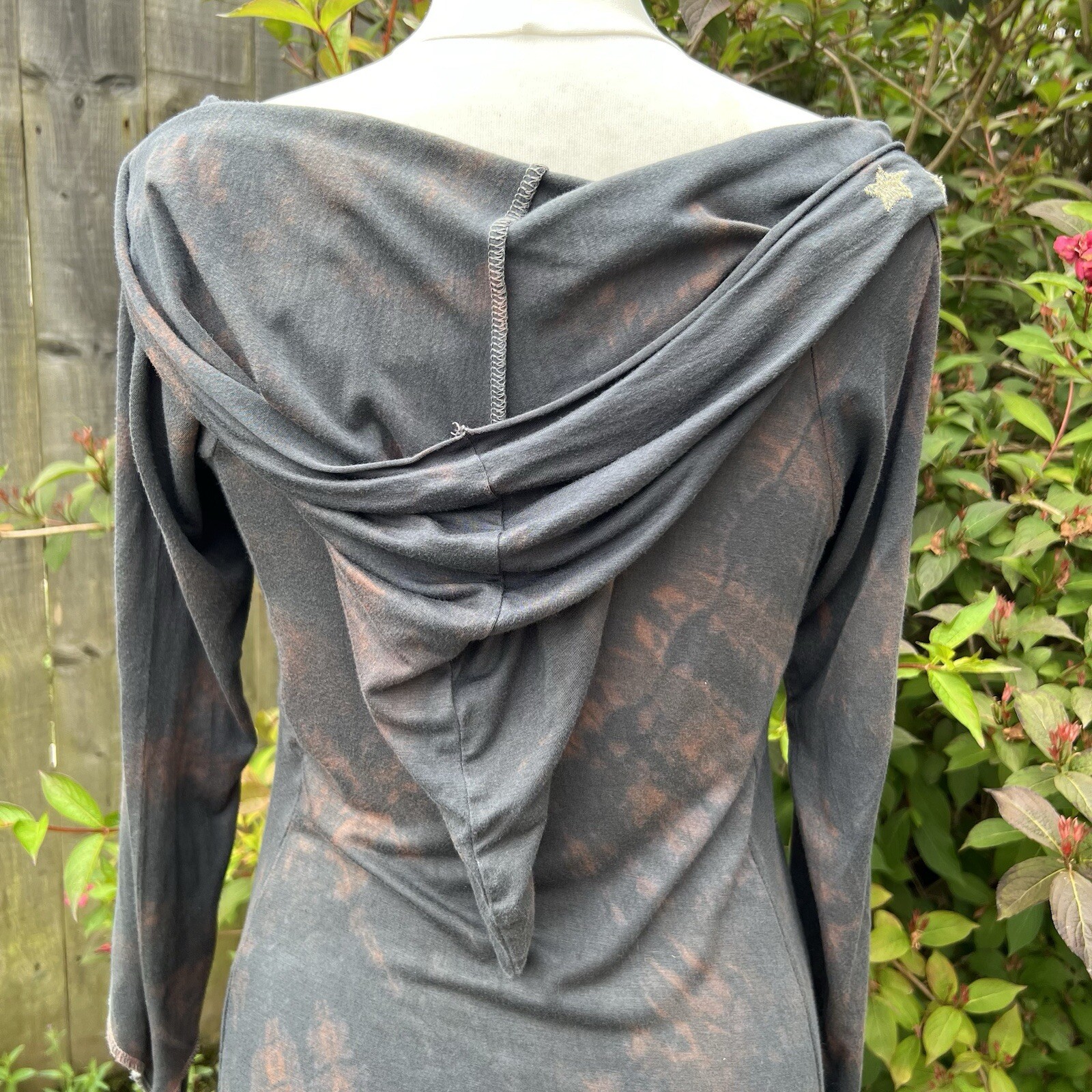 Gringo Tie Dye Pixie Star Tunic Top Dress Hoodie Hippie Boho Asymmetric Hem S