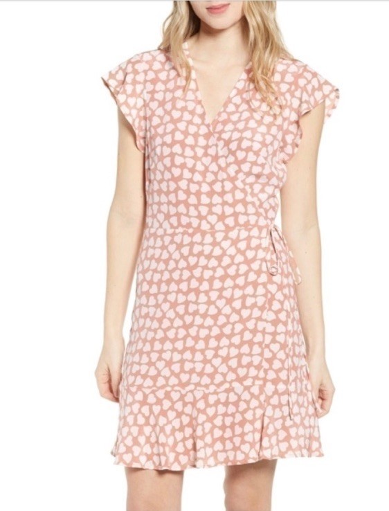 Rails Leanne Sweetheart Wrap Dress Large L New NWT Hearts Silk Lined Beautiful