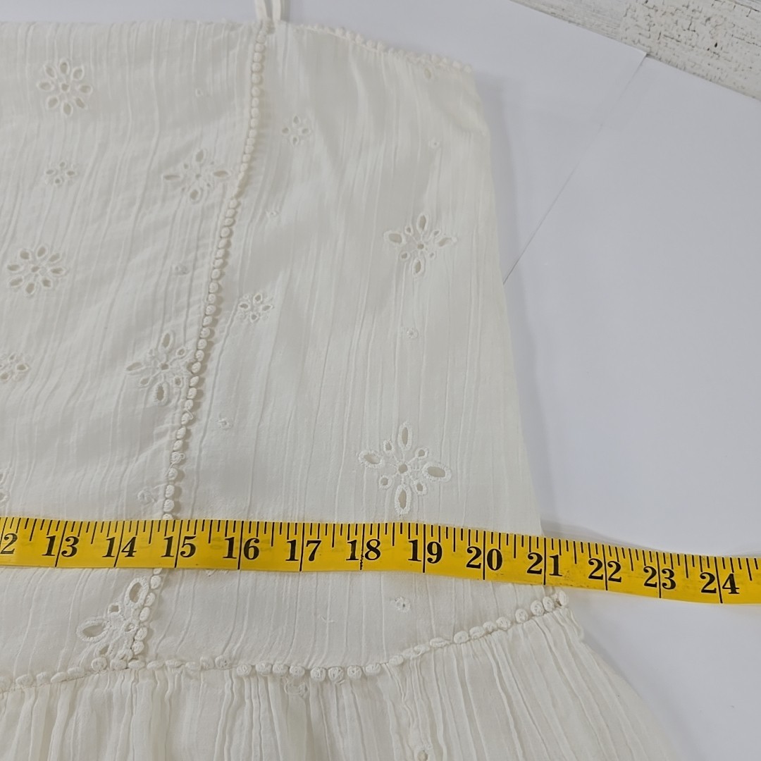 AERIE White Eyelet Embroidered Tiered Sundress SZ M Cotton Lace Trim Boho Summer