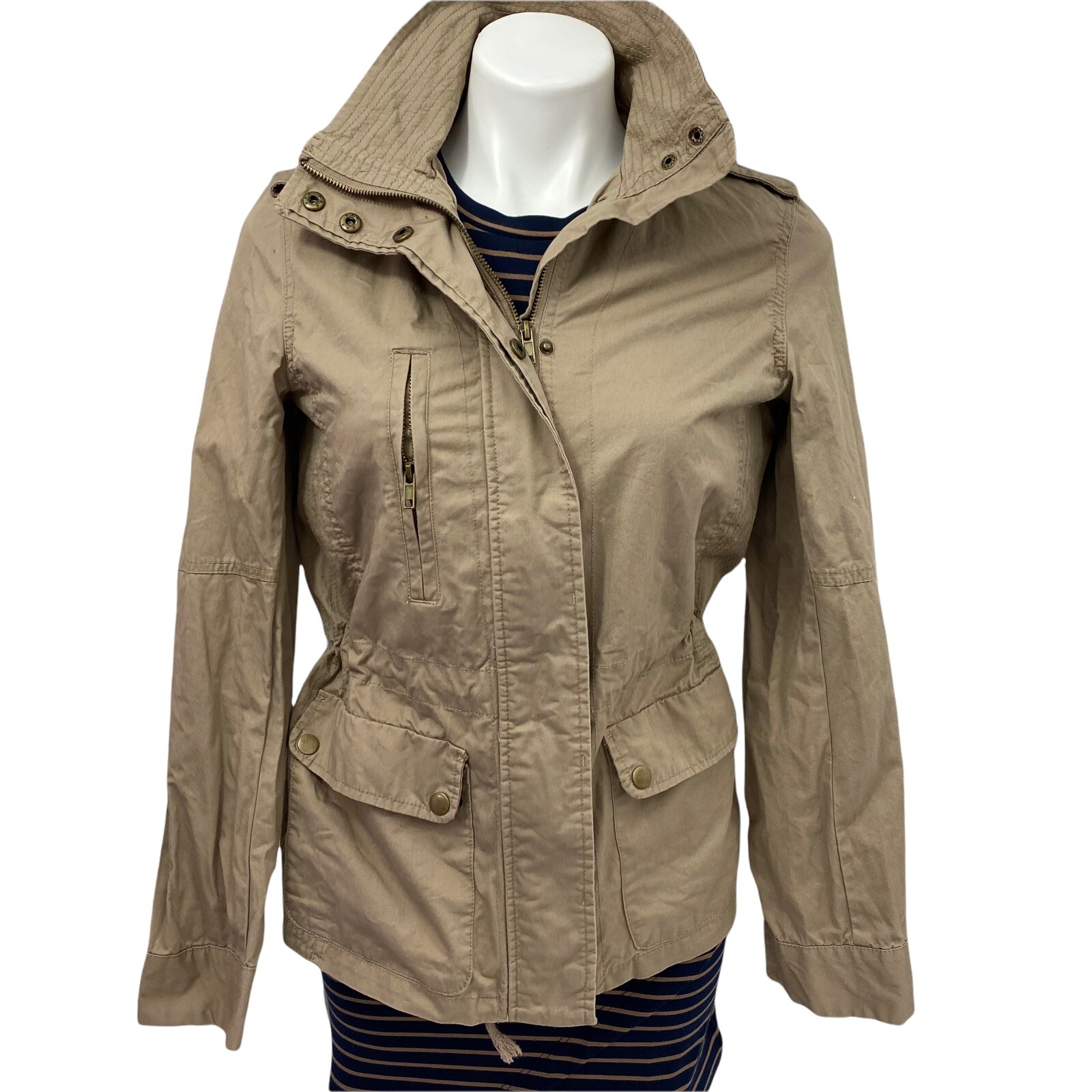 Love Tree Dress Womens Medium Lot Anorak Jacket Brown Blue Knit Pocket