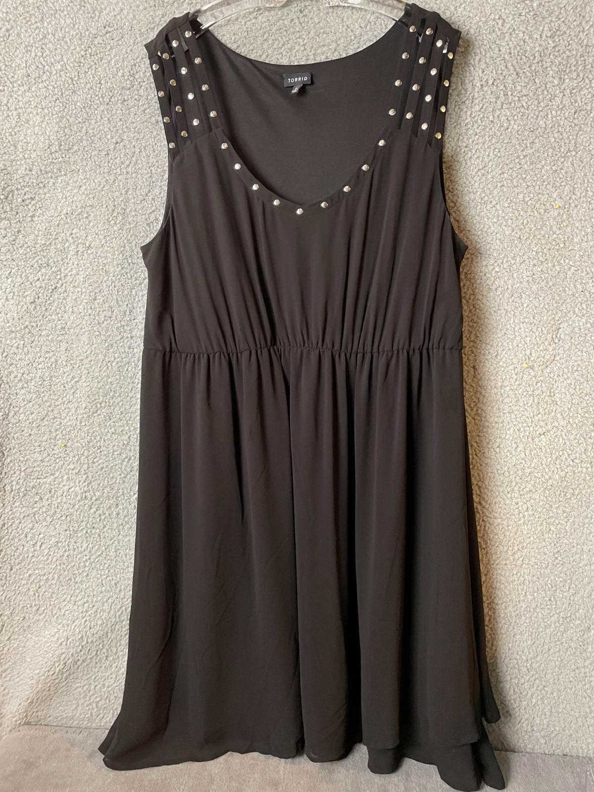 Torrid Dress Womens 2 2XL Black Silver Grommets High Waist Sleeveless Full Skirt