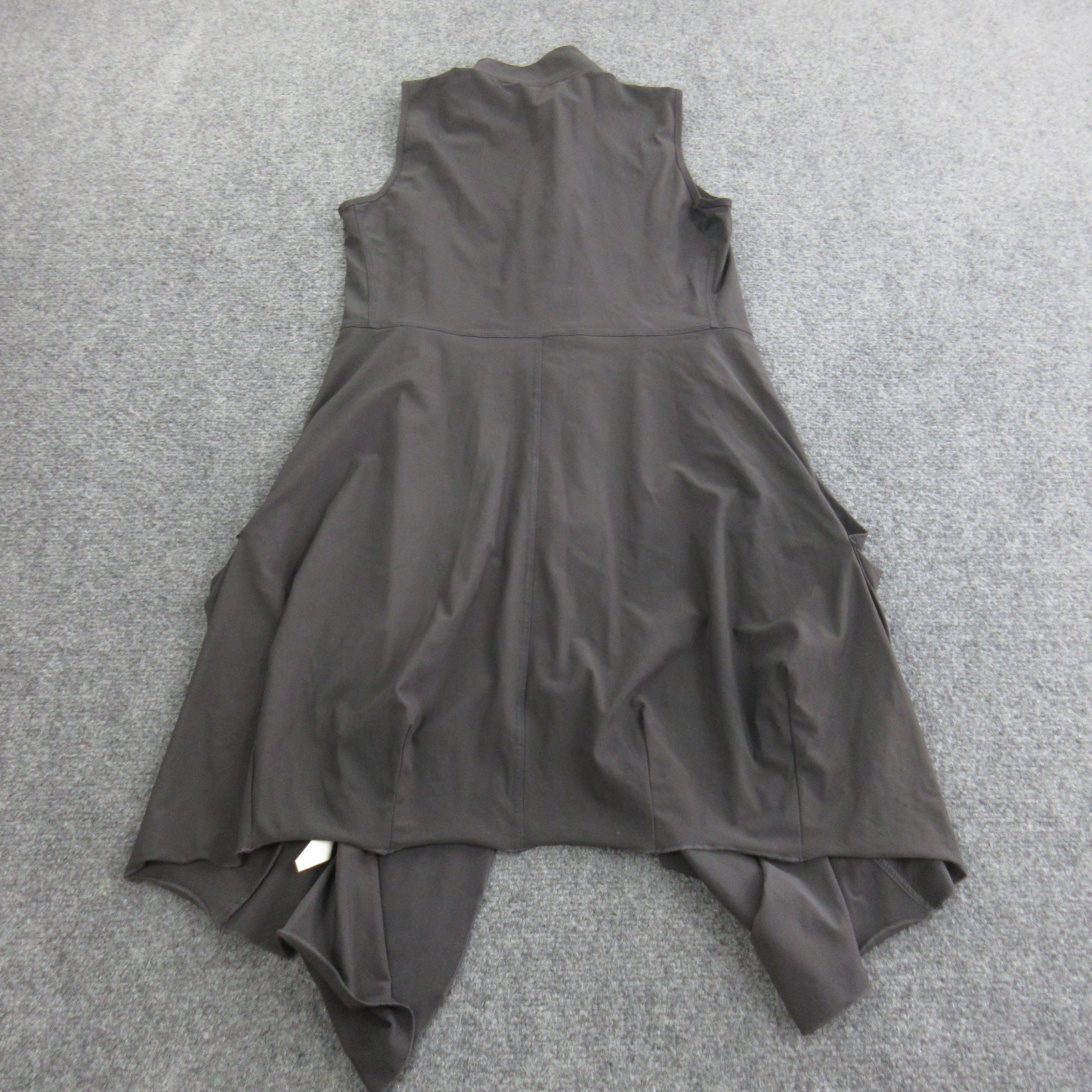 Sun Light Dress Womens 2 Gray Sleeveless Zip Front Long Swing Trapeze High Neck