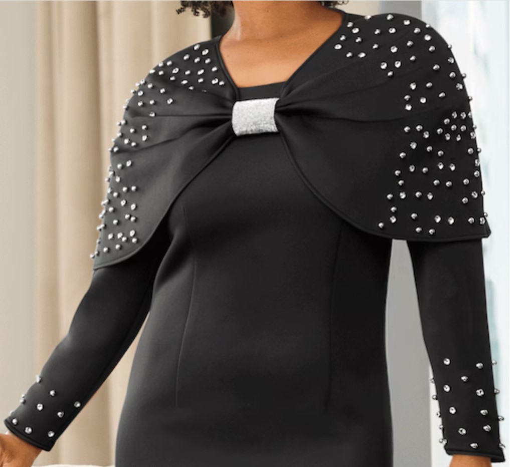 Size 12 Black Formal Wedding Church Party Funderal Tasinuh Cape Jacket Dress