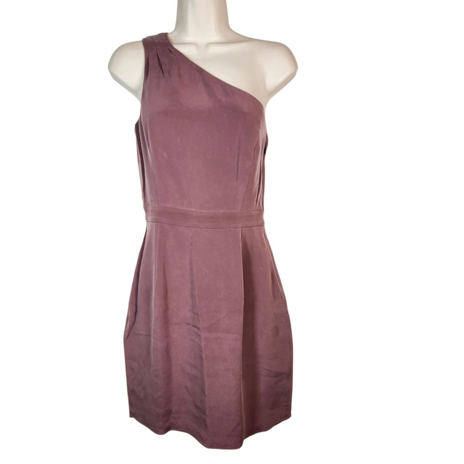 NEW J Crew Silk Dress One Shoulder Short Mini Sheath Shift Mauve Purple Pink 2