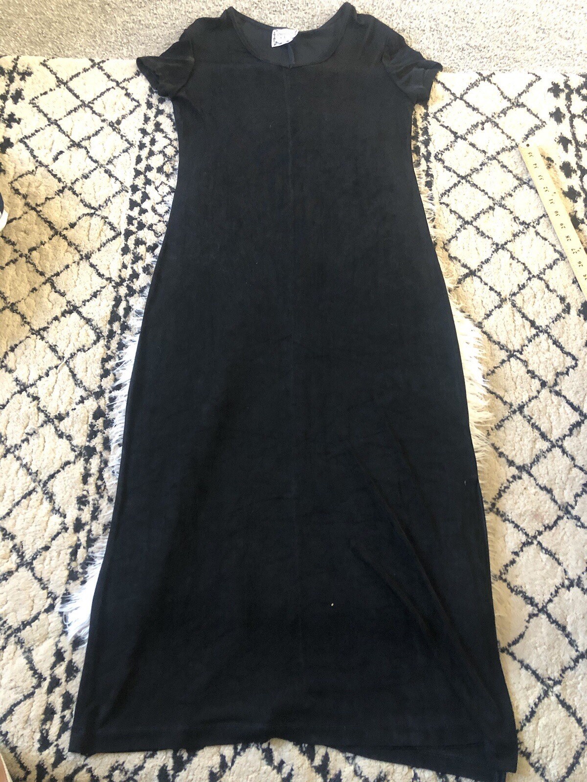 VTG Dressing Clio Maxi Dress Slinky Fabric Made USA Acetate Blend Medium Black L
