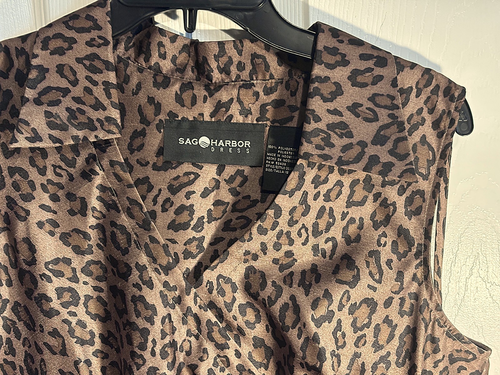 Sag Harbor Womens Top Sleeveless Animal Print Sz 12 Side Zip