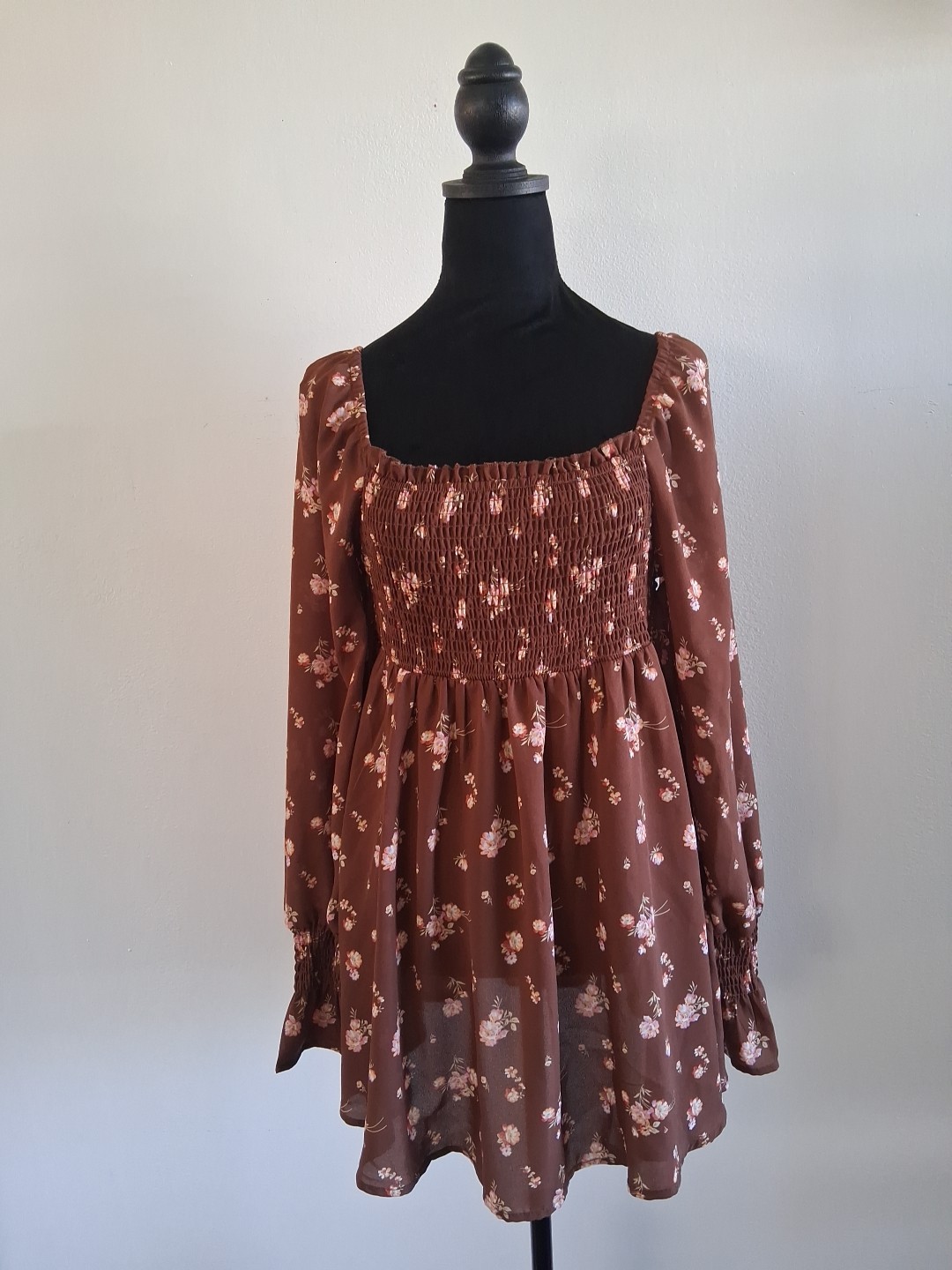 J for Justify Women’s Brown Floral Babydoll Dress Size Large