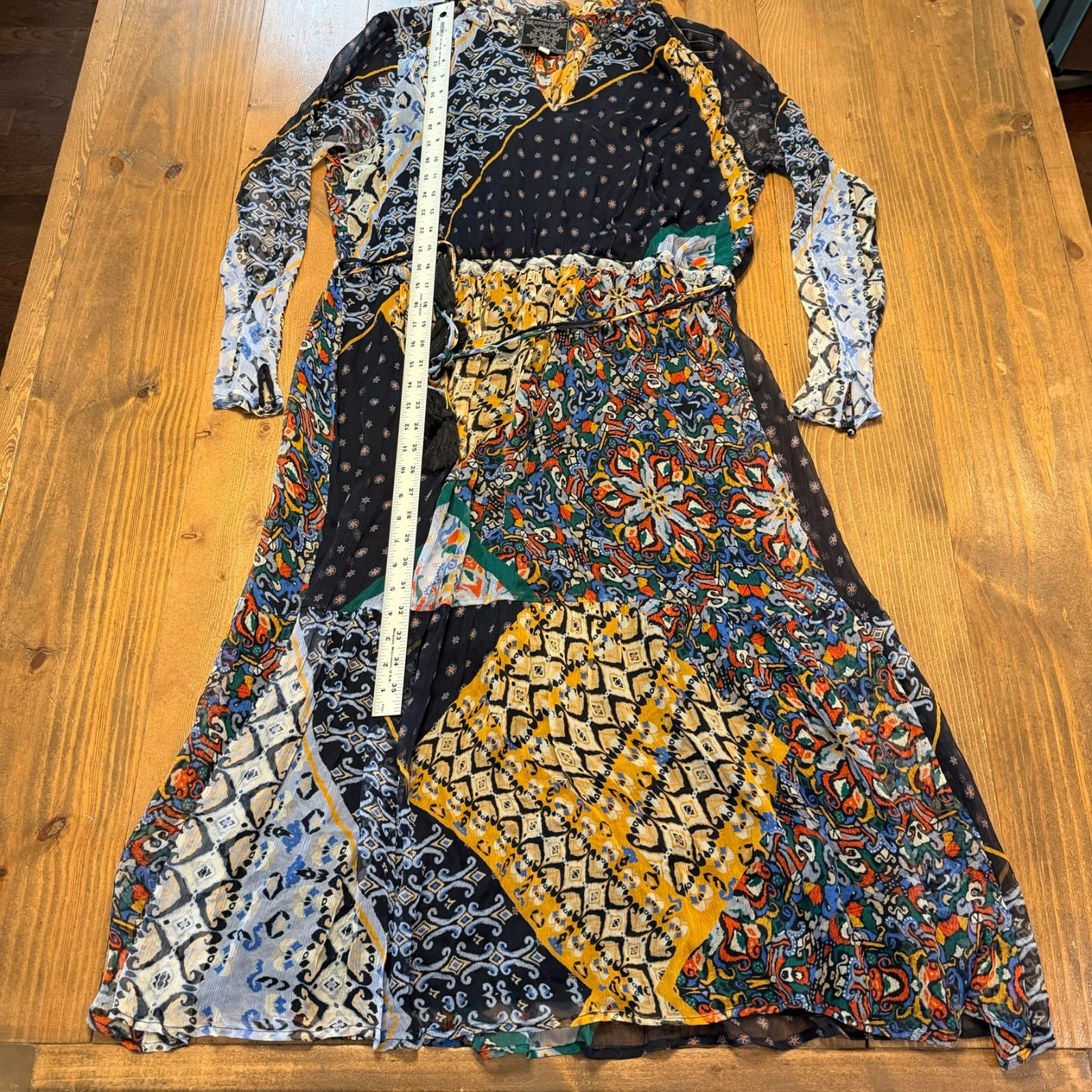Johnny Was Jade Silk Blend Patchwork Dress Floral Medium Boho