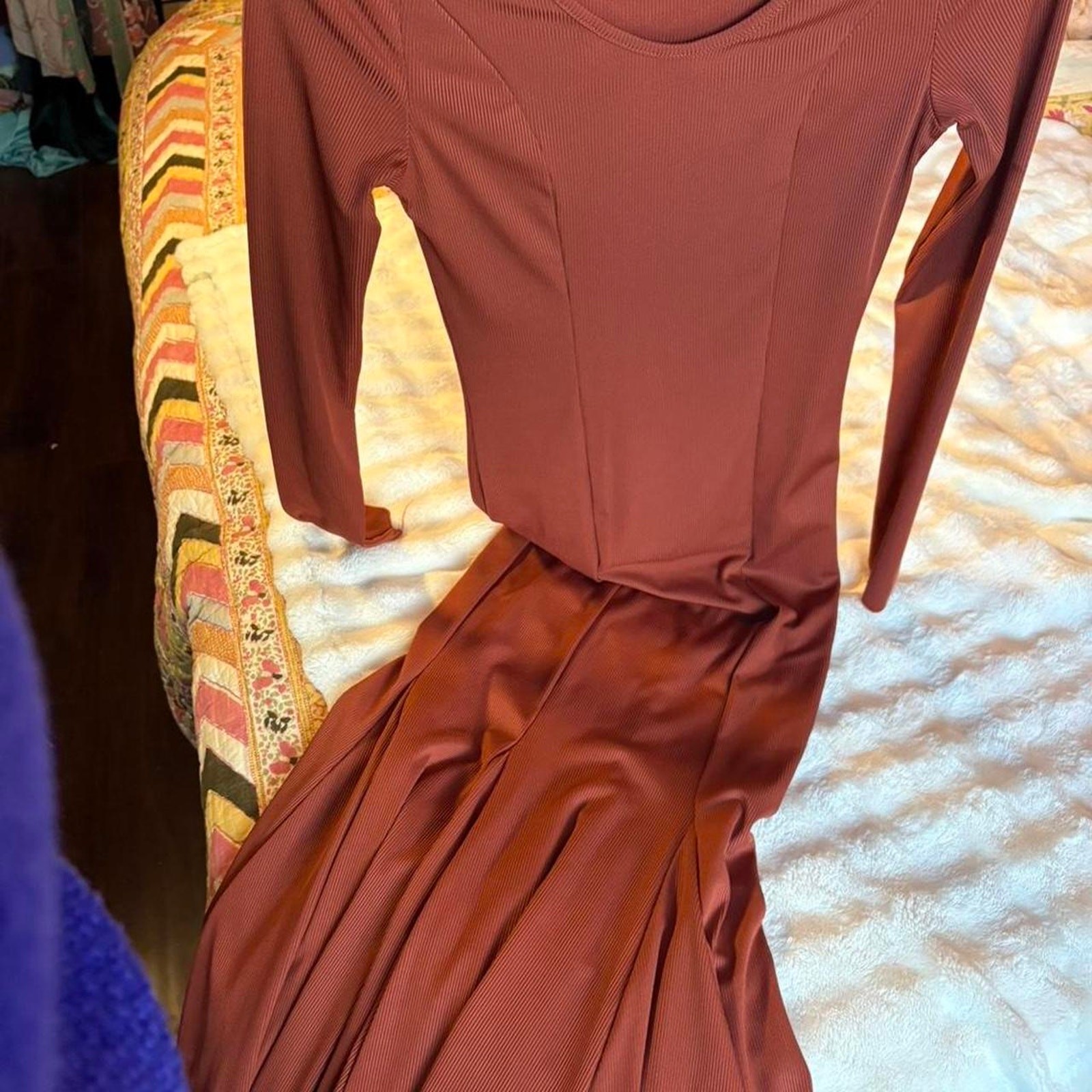 Rust/copper colored body con dress no label size small mermaid cut