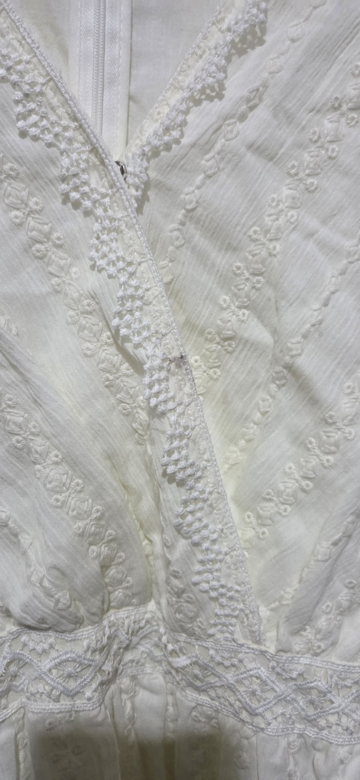 Gibson Latimer Ivory Crochet Lace Trim Tiered Dress Women L- NWT (See Pics)