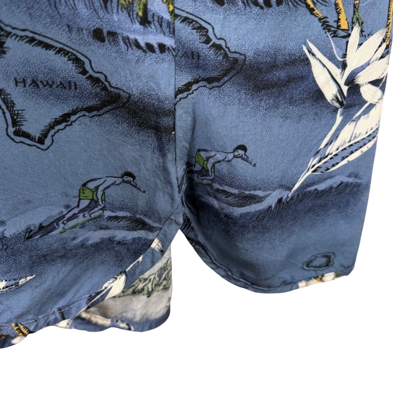 Palmwave Hawaii Blue Tropical Island Map Rayon Dress V-Neck Drawstring Large
