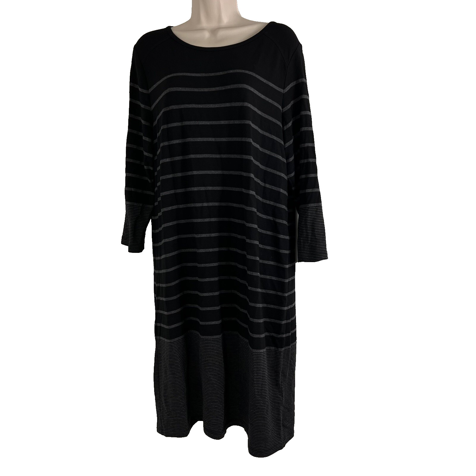 Hilary Radley Dress Women’s Large Knee Length Long Sleeve Striped A-Line