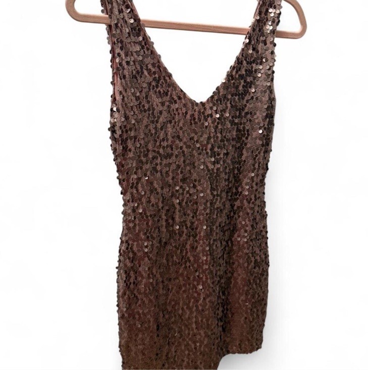 Symphony Mauve Sequin Mini Dress Small V-Neck Party Cocktail Glam