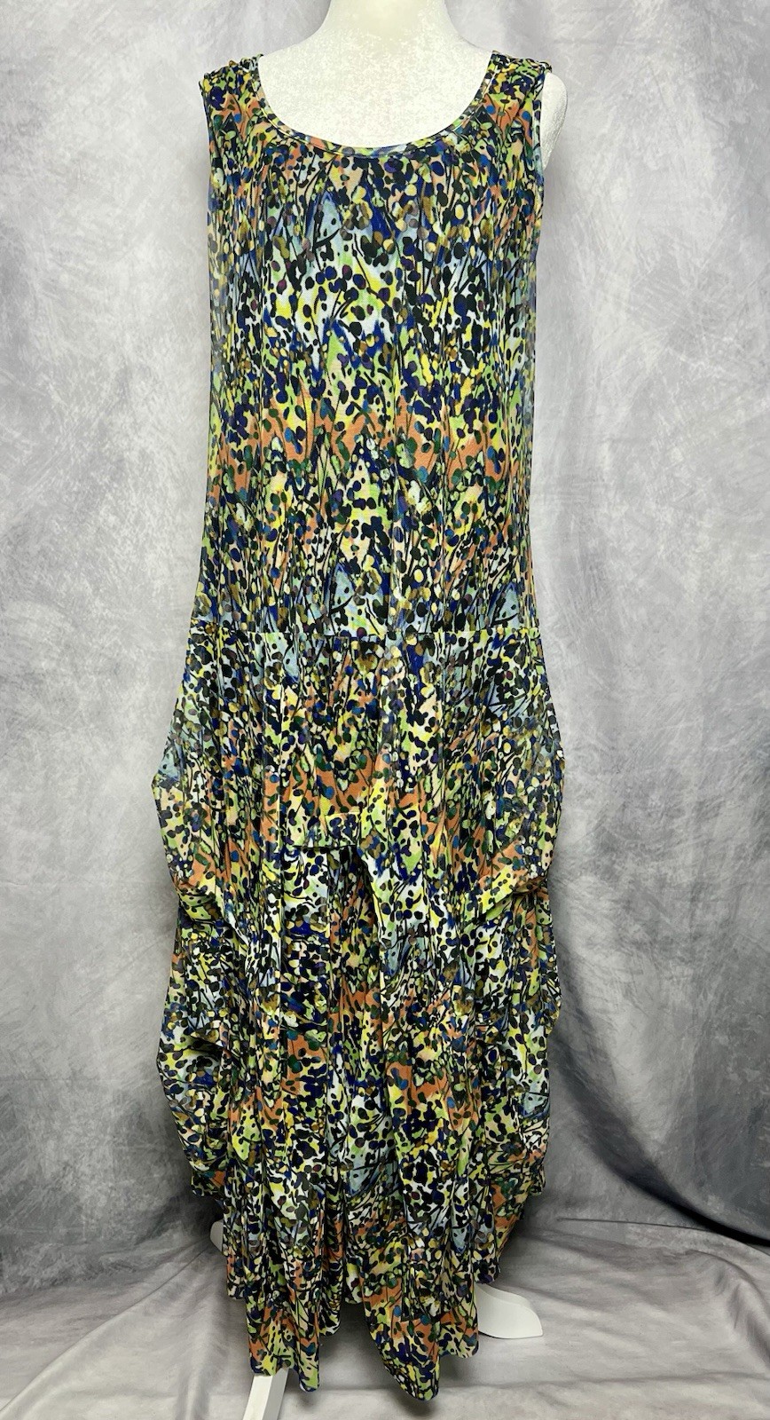 Kozan Clothing Abstract Print Mesh Layered Pullover Dress Size XL