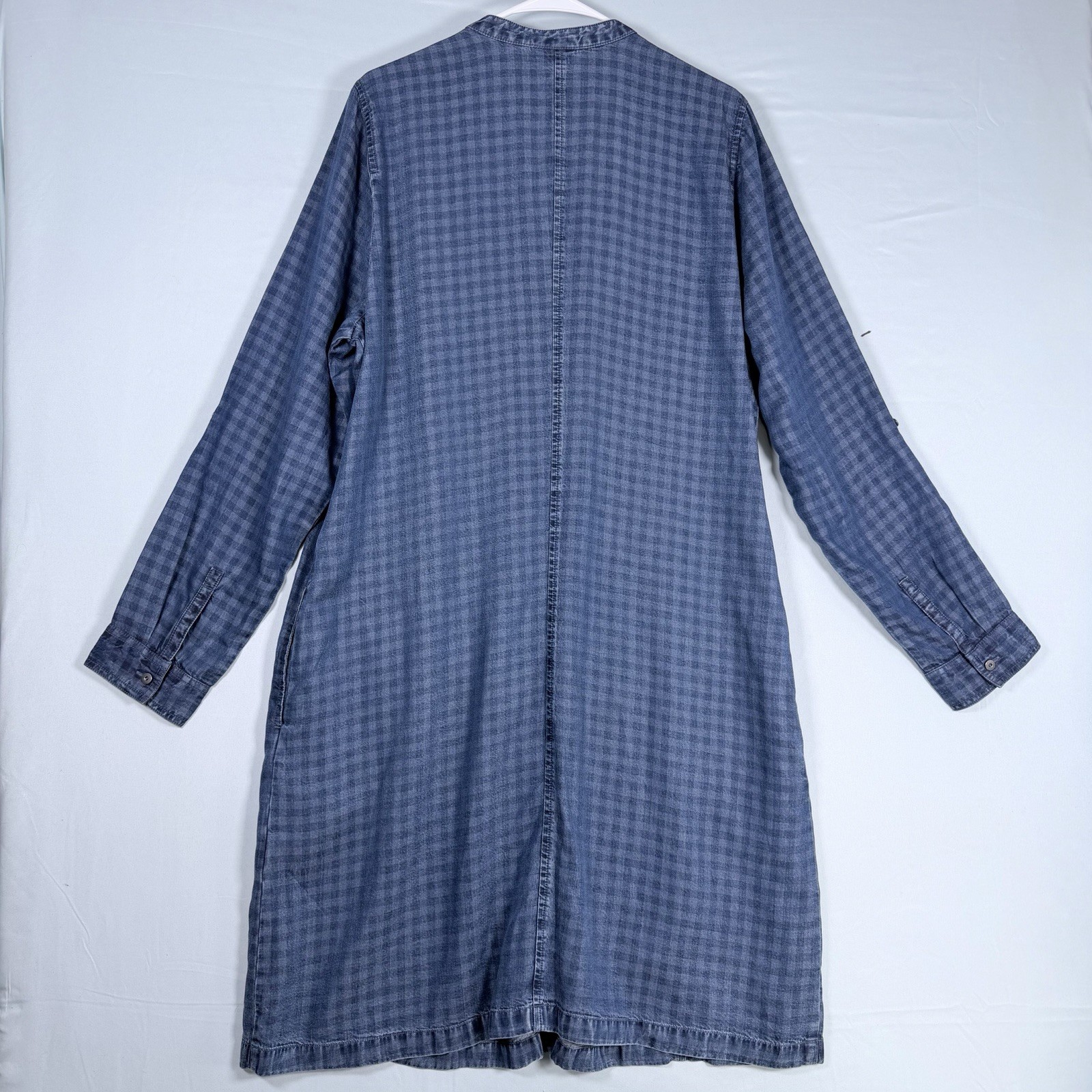 J Jill Womens XL/Tall Chambray Dress Denim Boho Gingham Cottagecore Lagenlook