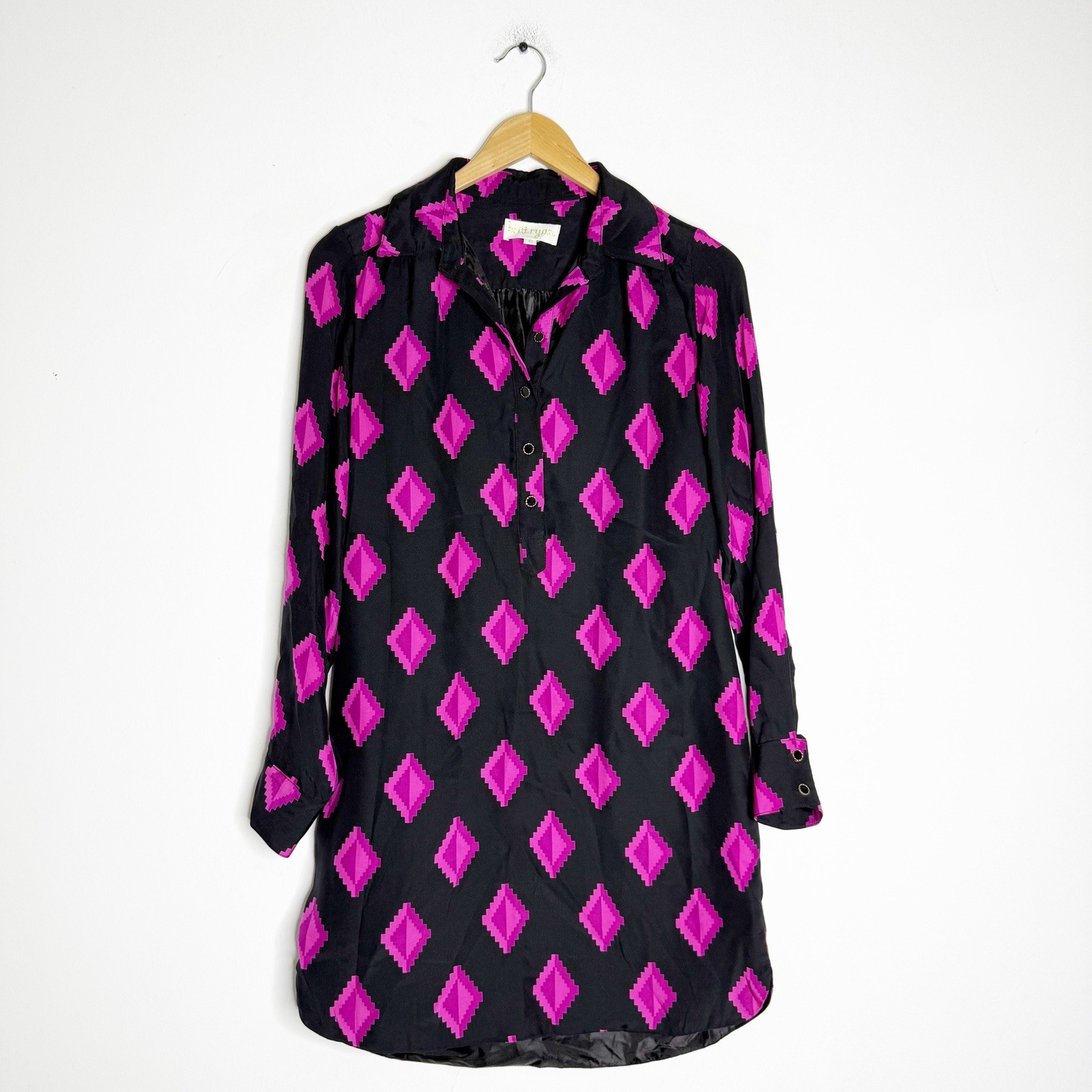 Britt Ryan 100% Silk Geometric Print Tunic Dress Size XS