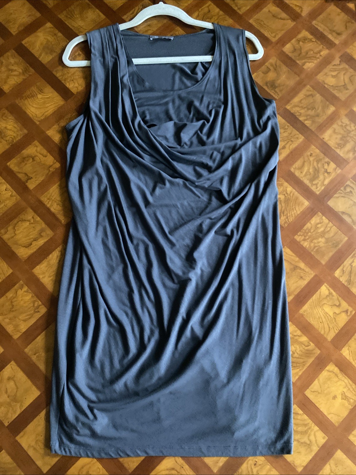 Vince Draped Dress Knit Stretch Y2K Vintage Asymmetric Size L Cowl Neck Comfort