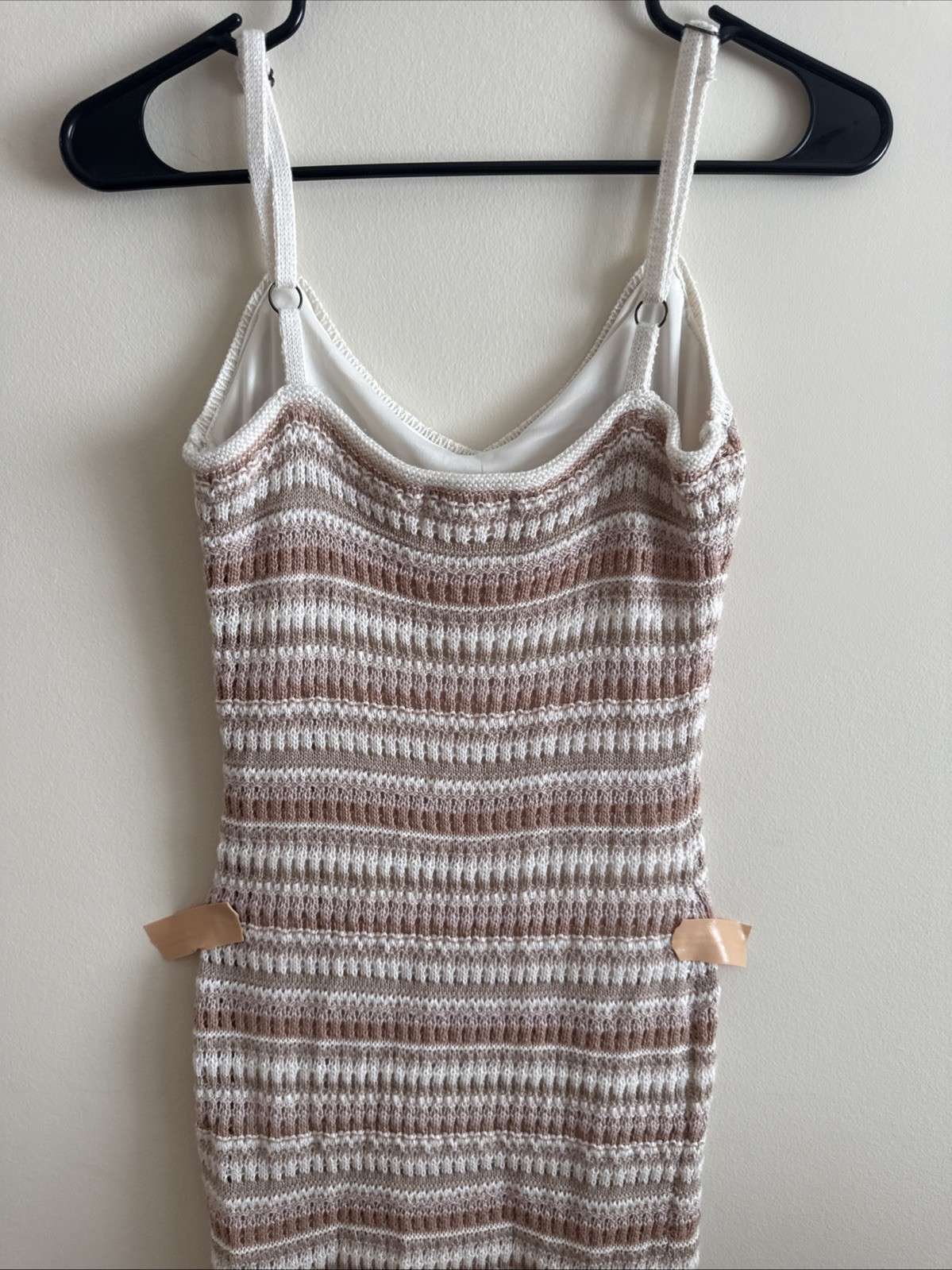 Olive + Oak Striped Knit Midi Tank Dress XS Acrylic Polyester Brown Pink