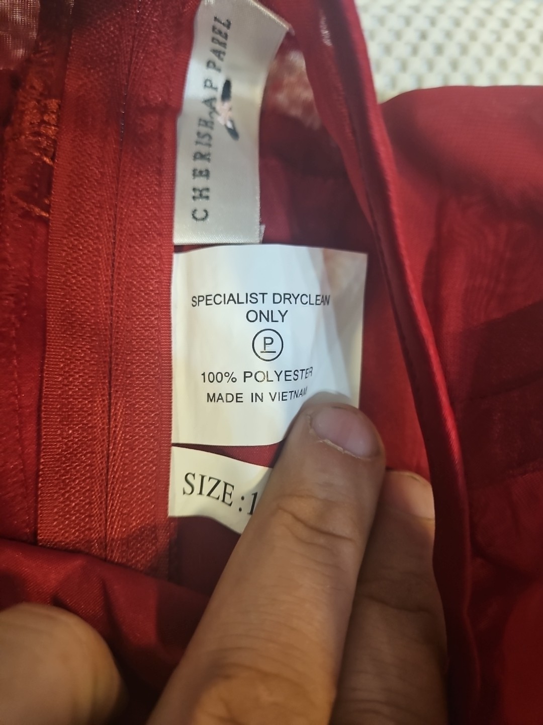 Cherish Apparel womens red satin formal dress size 16 Polyester