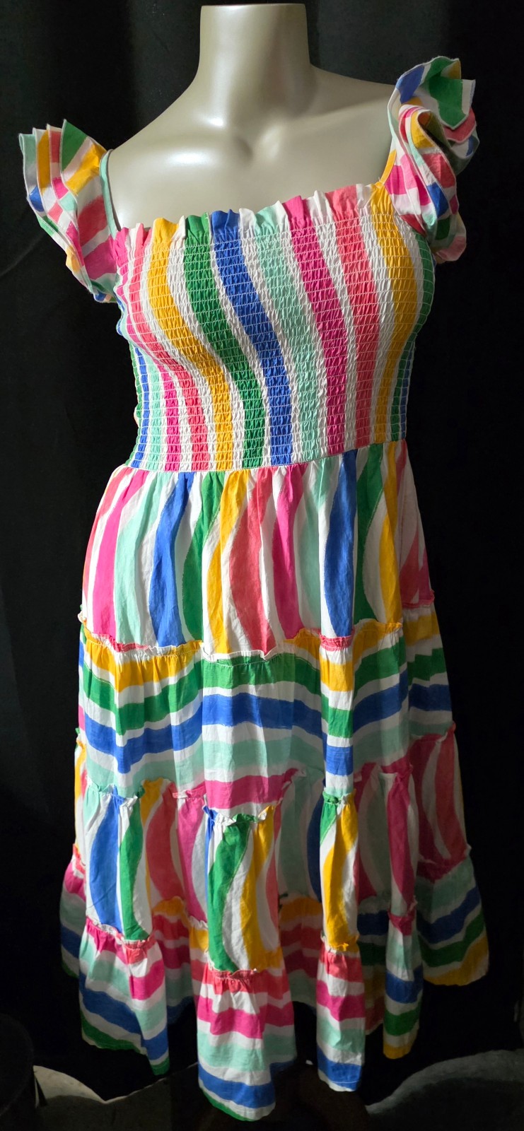 Crown & Ivy Multicolor Striped Midi Dress Size M