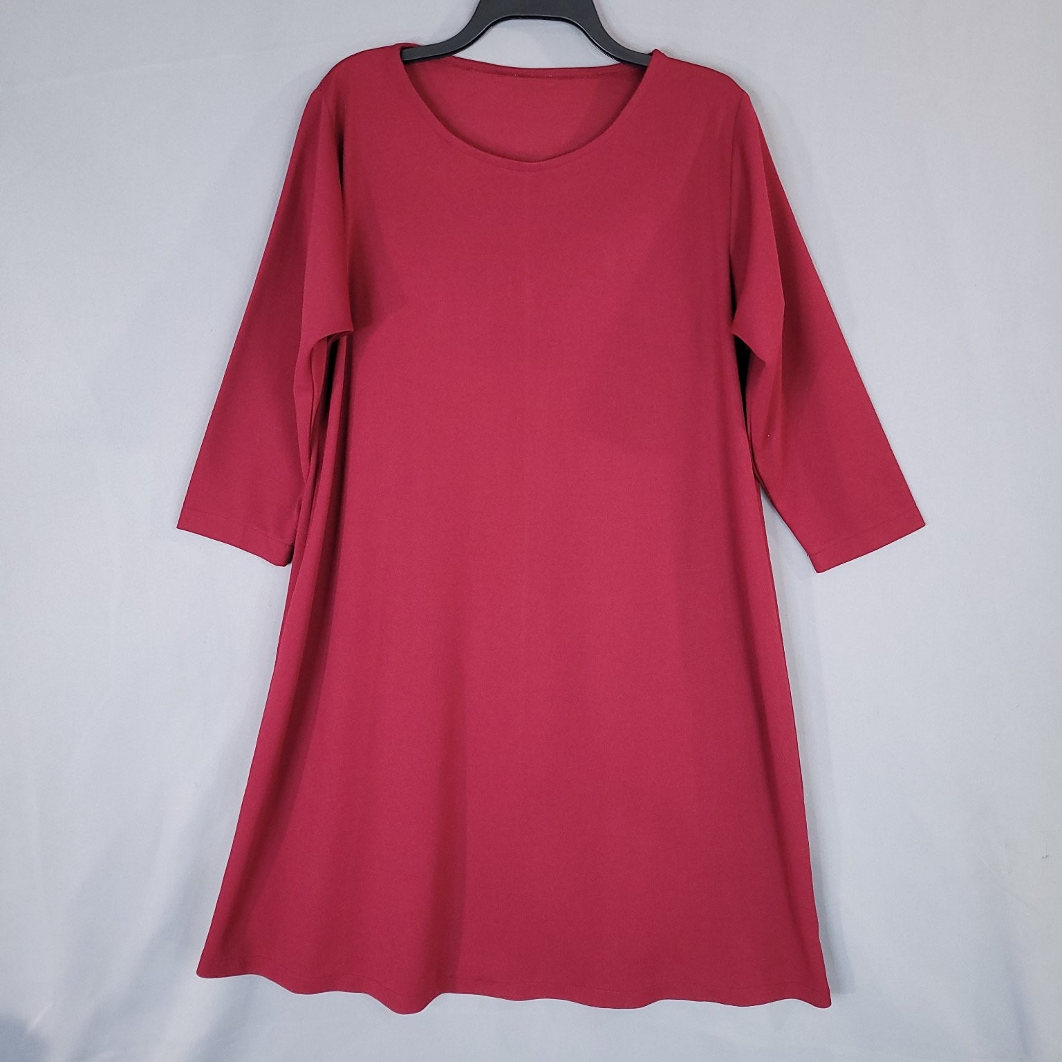 Women’s Red 3/4 Sleeve A-Line Dress Size XL Lightweight Fabric