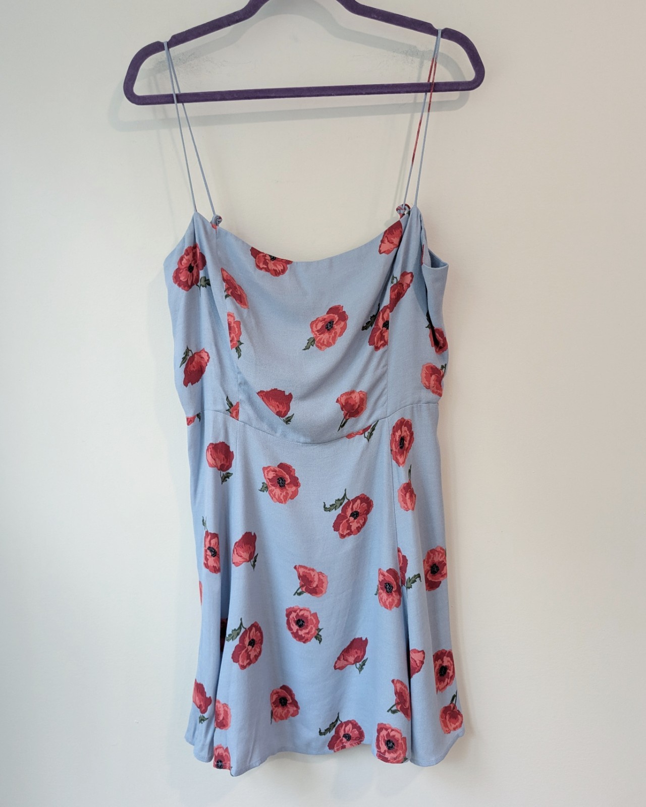 Reformation Sarah Blue Floral Mini Dress Adjustable Straps Womens Size 12