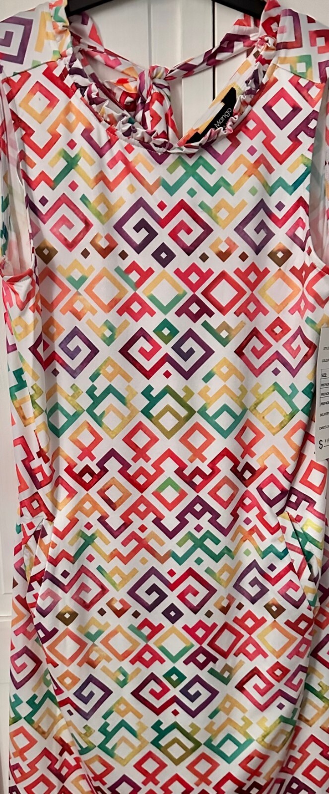 Tango Mango, NWT, White/Red/Green/Yellow Geometric Tank Dress, Med, ret $85