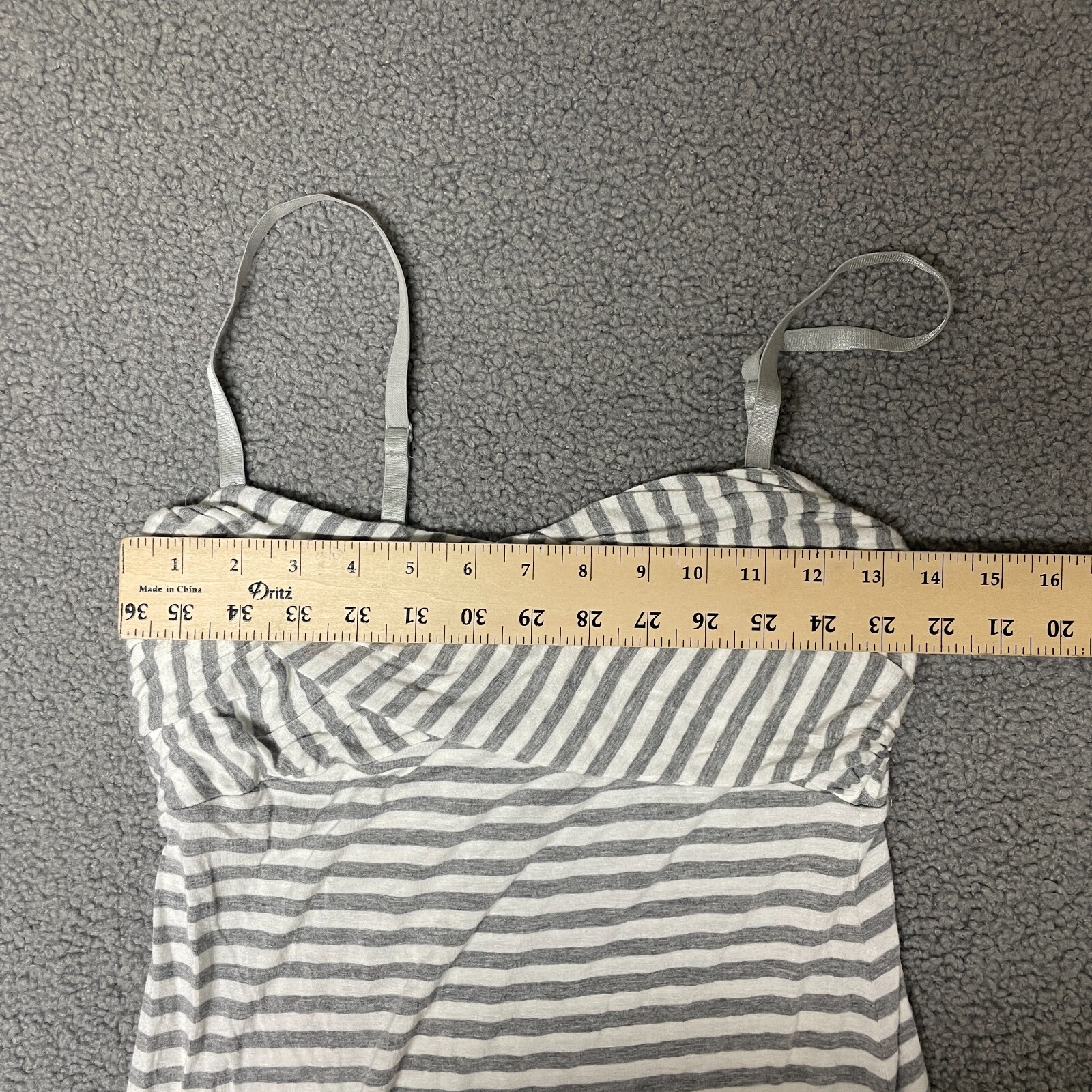 MAX STUDIO Maxi Dress medium Sleeveless Gray & White Stripe Tank Stretchy