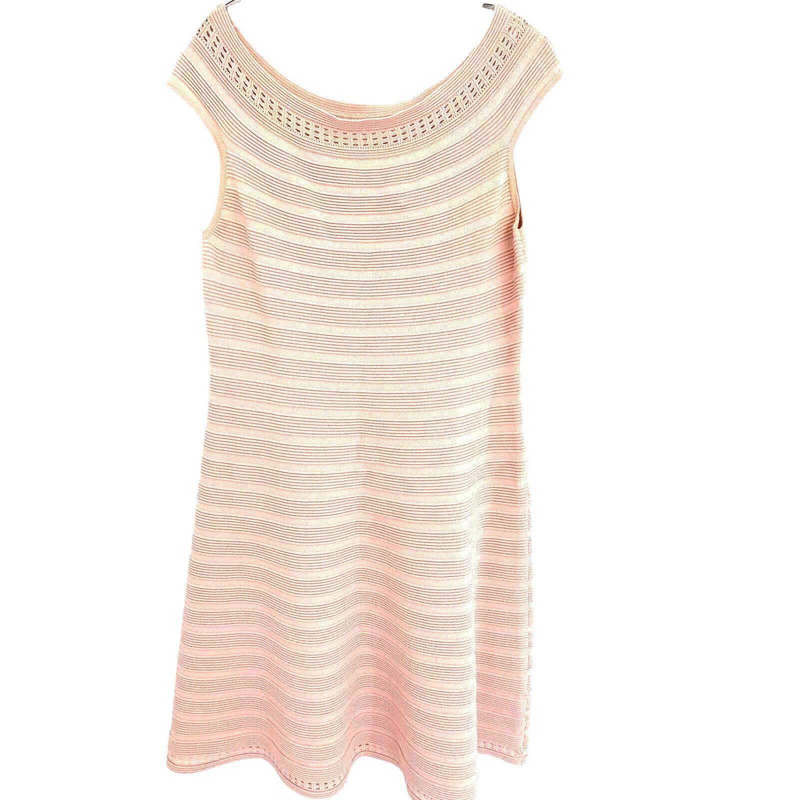 Eliza J Off Shoulder Dress XL Blush Pink Shift A Line Ribbed Knit Coastal Party