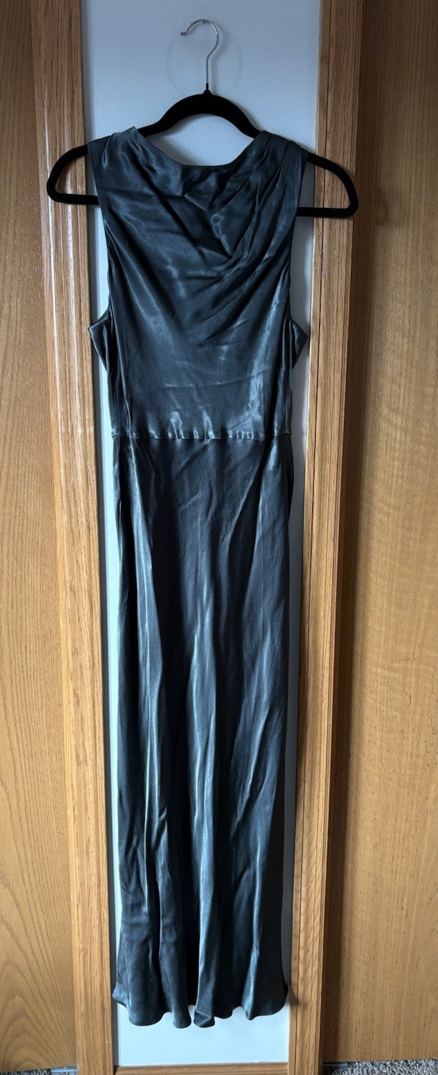 Shona Joy La Lune High Neck Bias Midi Dress Size 6 Sleeveless Olive Green NWT