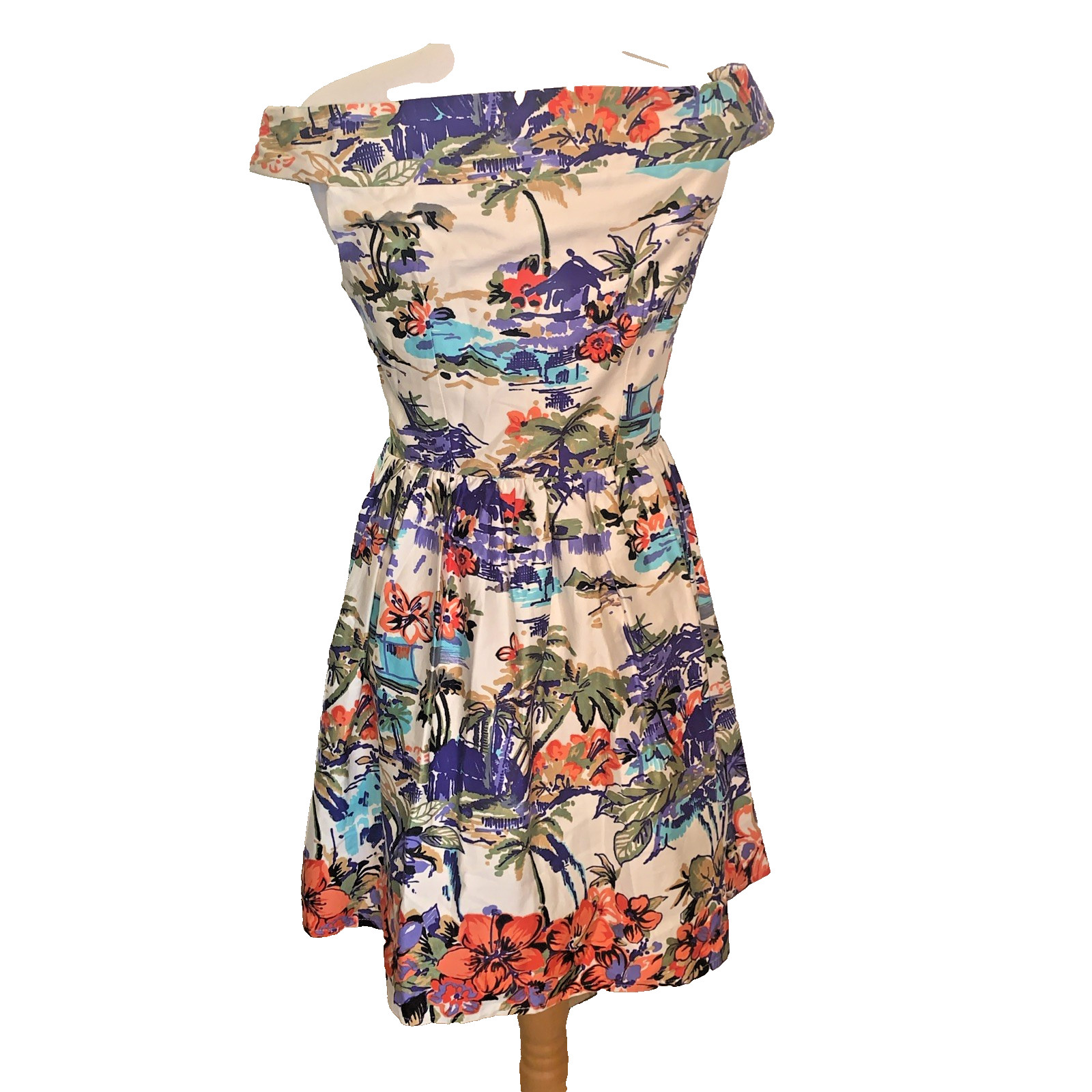 Kelly Brook Size 12 Dress Tropical Print Palm Trees Sundress BRAND NEW!