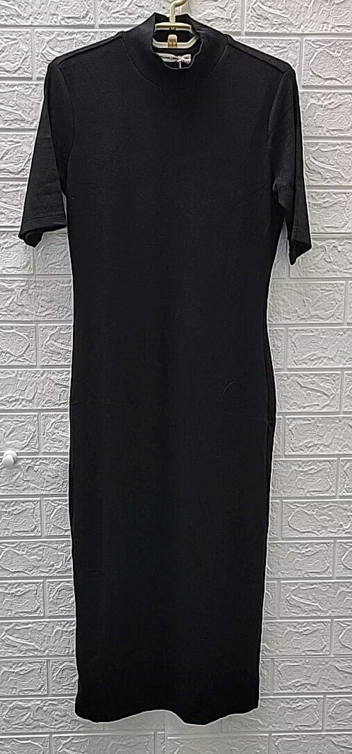 New Marine Layer Lexi Rib Mock Neck Back Slit Midi Dress Black Size Medium
