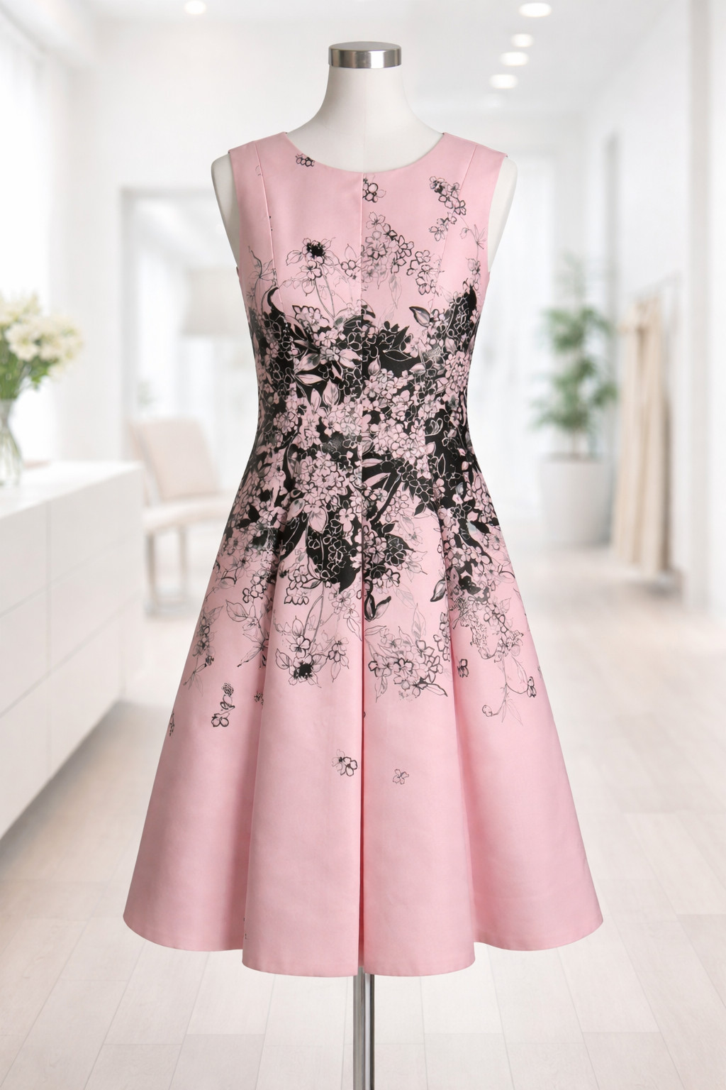 Carlisle Pink Floral Fit & Flare Dress Sleeveless Cocktail Wedding Guest Size 10
