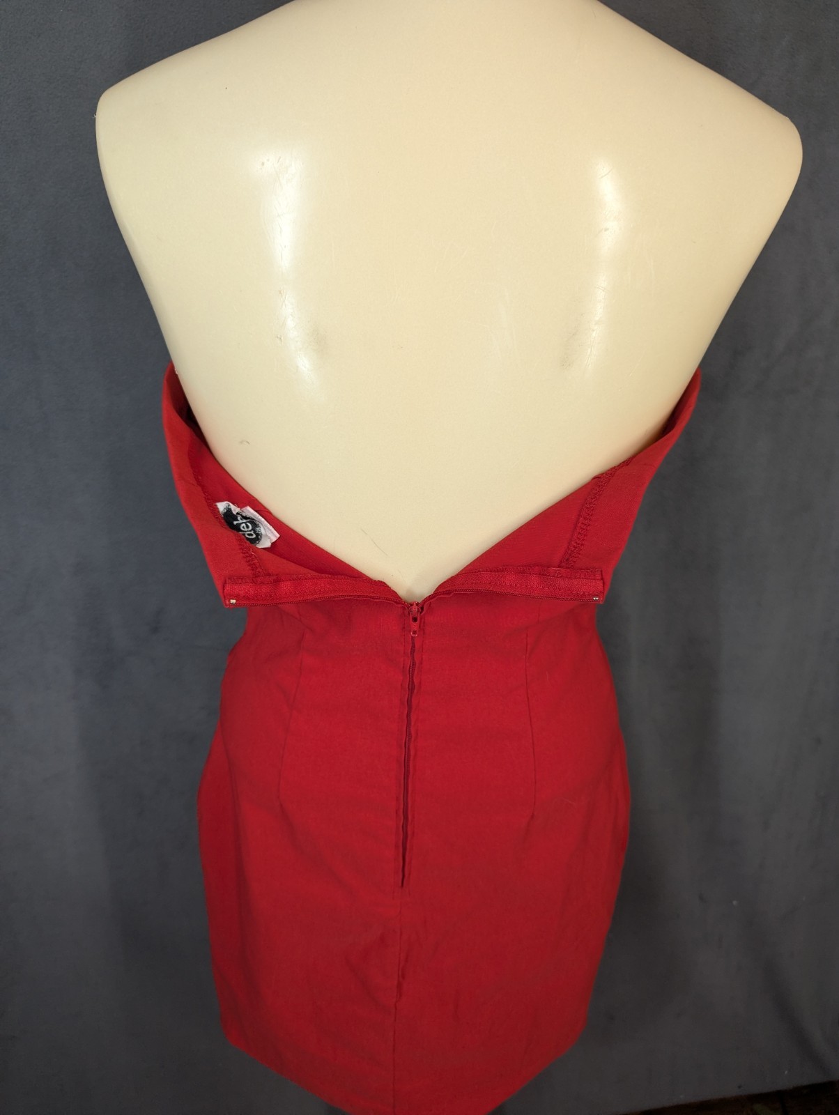 DEB Dress Medium Red Mini Strapless Bodycon 2000s Y2K Vintage